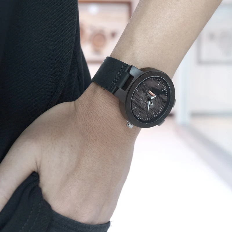 Relogio masculino Watch Men BOBO BIRD Unique Wood Quartz Wrstwatches Male Top Brand Design Elegant with Leather Bands