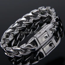 Фирменная новинка ювелирные изделия 8.6" 11 мм очаровательный cool Для мужчин чистый Нержавеющая сталь Серебряный браслет-цепочка