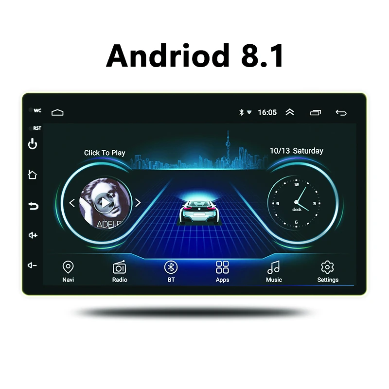 

Universal 7 Inch Car Android 8.1 Wifi Bluthtooth Radio Touch Screen In Dash Multimedia Player With Navigation Gps System For Car