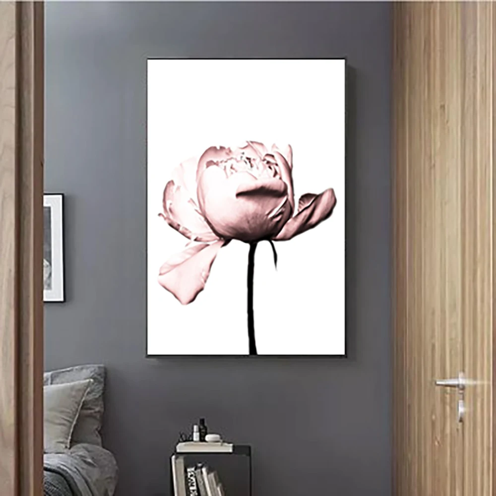 

Peony flower wall art cocoa print fashion art poster no picture frame pink canvas painting Nordic decor painting home decor Sale