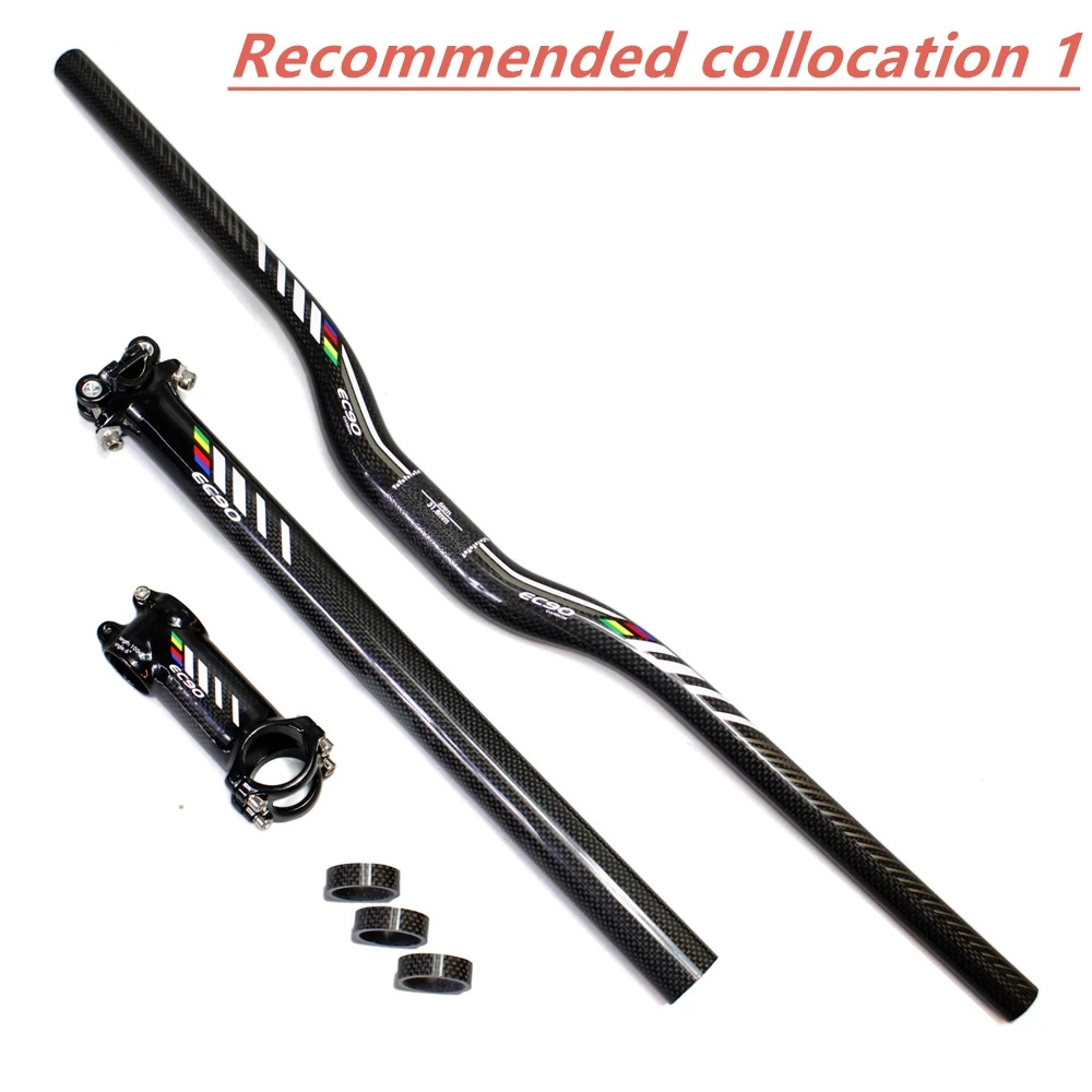 EC90 Carbon MTB HandleMountain Bicycle Bend RiserFlat Handlebar 3K 31.8mm Bike Parts (3)_