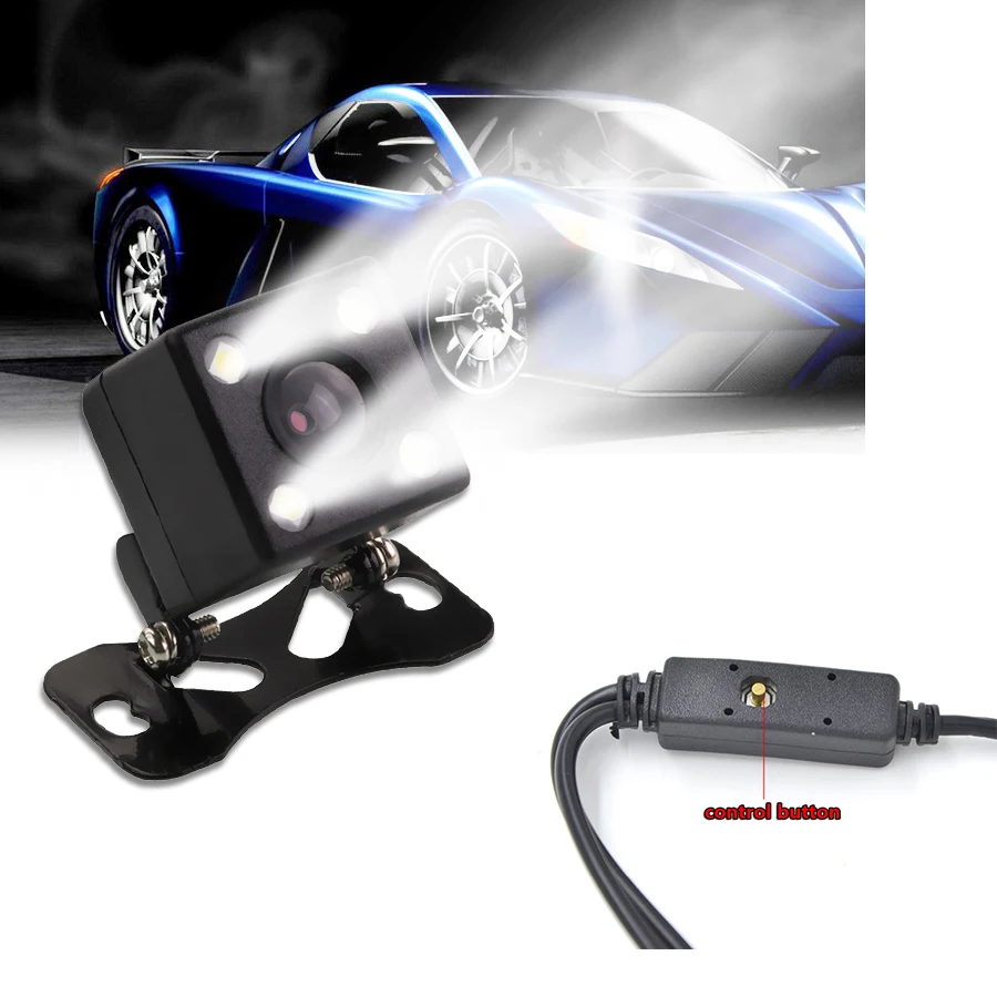 

Universal 4LED Mini Auto Car Backup Camera Button Control Front/Rear NTSC/PAL Guide Line ON/OFF Waterproof Rear/Front/Side View