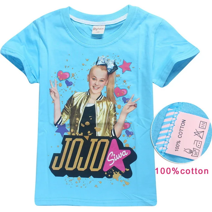 JOJO SIWA/Хлопковые футболки для девочек 4-14 лет, летняя футболка с короткими рукавами для детей, футболка для маленьких девочек, подростковые топы, детская одежда - Цвет: style 3
