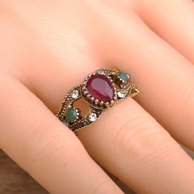 blucome vintage wedding rings for women party bridal turkish waterdrop resin acrylic small engagement finger ring - Turkish Wedding Ring blucome vintage wedding rings for women party bridal turkish waterdrop resin acrylic small engagement finger ring - Turkish Wedding Ring