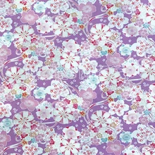 Хлопковая ткань японский стиль ветер фиолетовый разноцветный цветок пальто ткань ручной работы хлопок Чонсам с принтом ткань