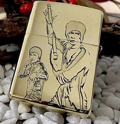Двусторонняя гравировка латунная Зажигалка Брюса Ли памятная версия китайского