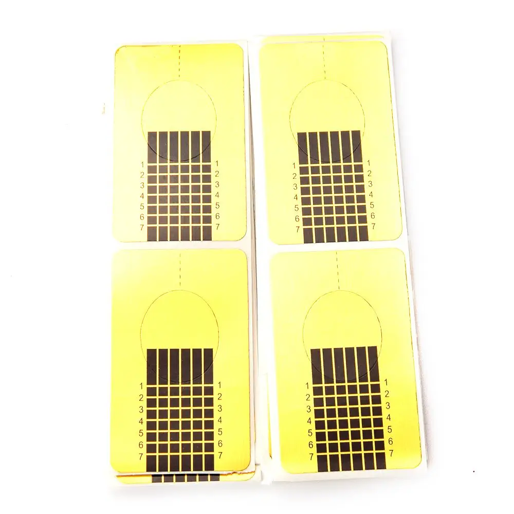 

hot 50pcs Golden Nail Forms Acrylic Curve Nail Art Tips Nail Extension Forms Guide Sticker Nail Art Sculpting Tools