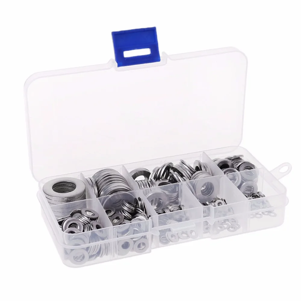 

580pcs 304 Stainless Steel Flat Washers Assortment Set Plain Ring Fastener Gasket