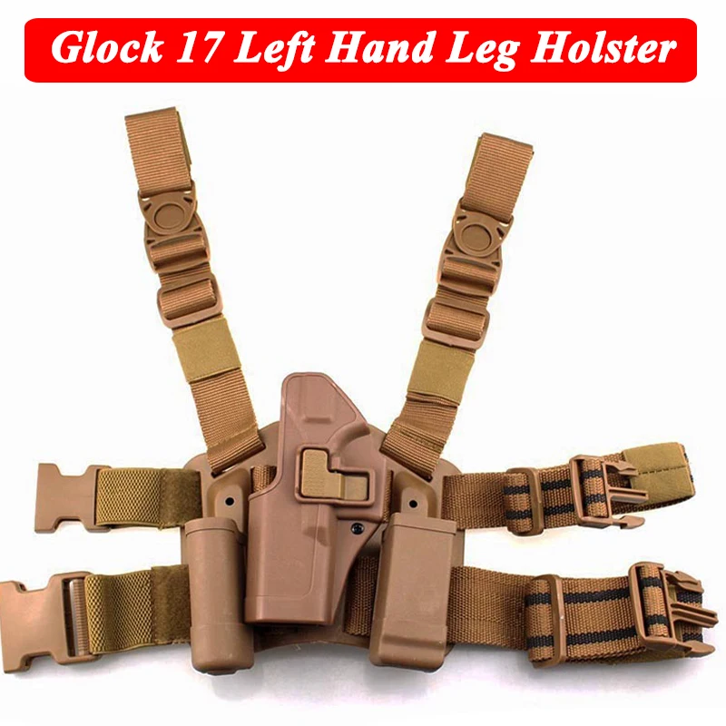 

Tactical Left Hand Glock Leg Holster Gun Holster w/ Magazine Pouch For Glock 17 19 22 23 31 32 Hunting Airsoft Gun Pouch