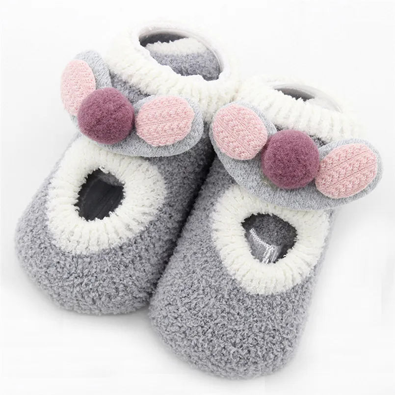 Носки для малышей носки-тапочки с мультяшными ушами для новорожденных мальчиков и девочек Нескользящие носки для малышей recien nacido neonato#4M23 - Цвет: Серый
