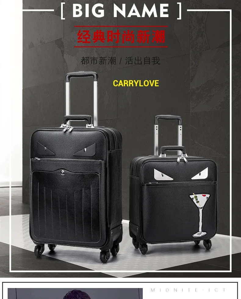 

CARRYLOVE Retro fashion cartoon series 16/20/24 inch Creativity PU Rolling Luggage Spinner brand Travel Suitcase
