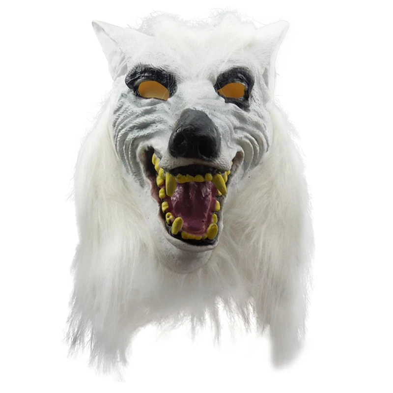 Реалистичная Маскарадная маска реквизит для Хэллоуина, Хэллоуин голова волка форма маска реквизит длинные волосы призрак праздничные вечерние принадлежности - Цвет: as picture