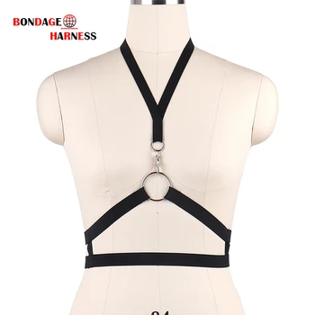 

Women's Fashion Sexy Bandage Folding Harness Lingerie Elastic Gather Bra Exotic Apparel Corset Harajuku Body Strap