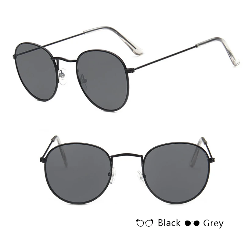 Evrfelan, Модные Цветные круглые солнцезащитные очки для женщин, Роскошные Металлические солнцезащитные очки, летние уличные уф400 очки для женщин zonnebril dames - Цвет линз: black grey