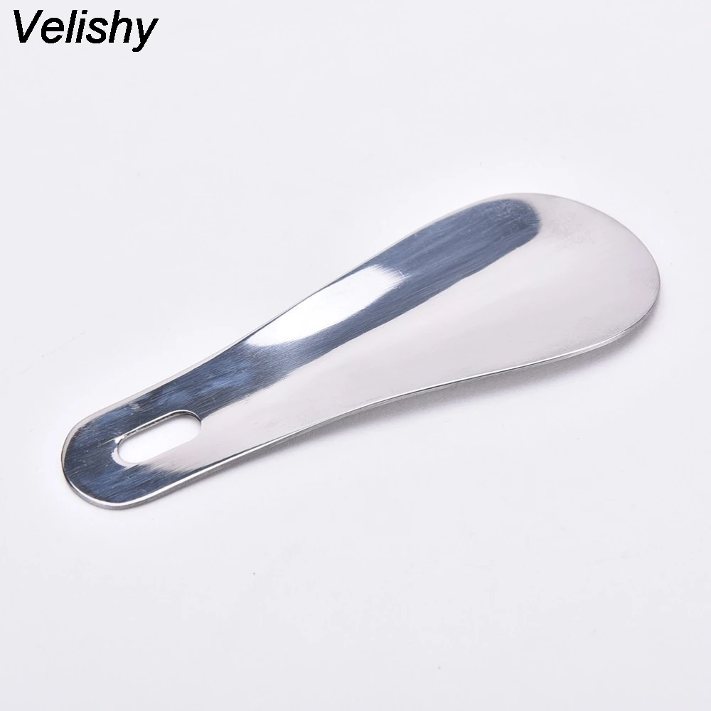 Velishy 1PCS Portable 10CM Silver Stainless Steel Metal Shoe Horn Spoon Shoe Horn Professional Mini Shoe Horn