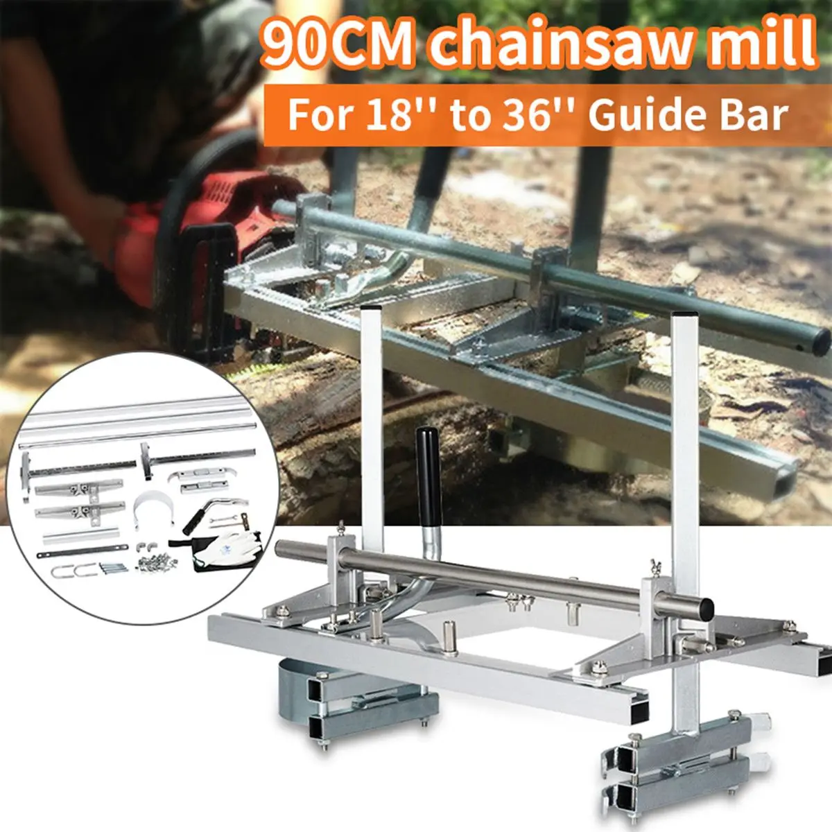 

Portable Chain Saw Chainsaw Mill Machine 36 Inch Planking Milling Bar Size 18'' to 36'' Planking Lumber Cutting Wood Tools