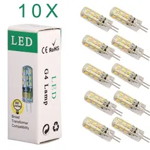 10 pces 1.5 w dimable g4 led bi-pin luzes 24 leds 3014 dc 12 v branco quente branco frio iluminação para casa
