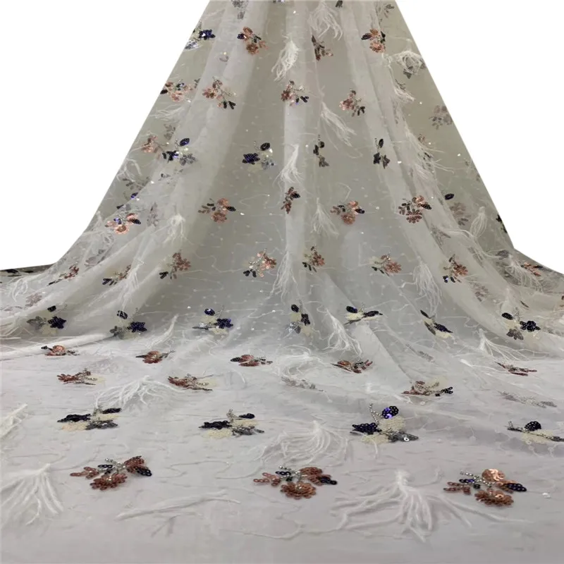 

2019 Hot SEllingt Sequins African Lace Fabric Last Design Nigerian Lace Fabric For Women High Quality French Lace FabricHX1692-1
