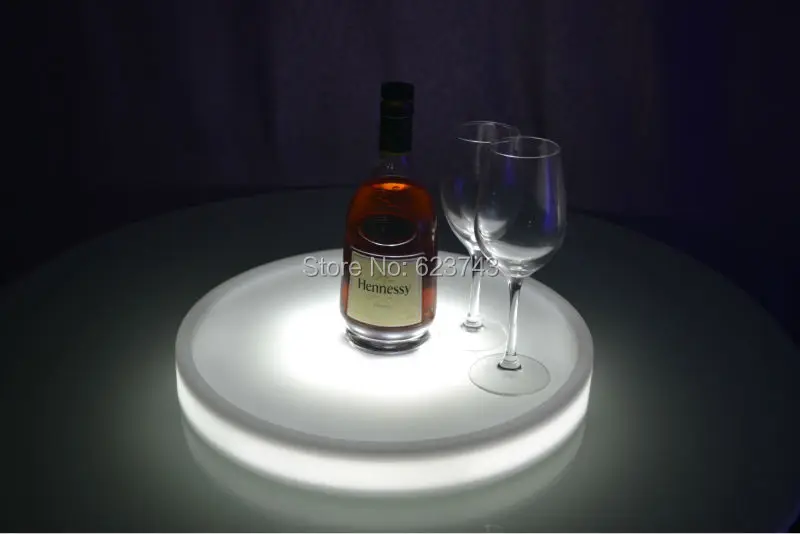 4Pcs/Lot Waterproof Round LED Light Up Serving Tray Multi Colors Rechargeable luminous LED fruit trays Holder light + Controller
