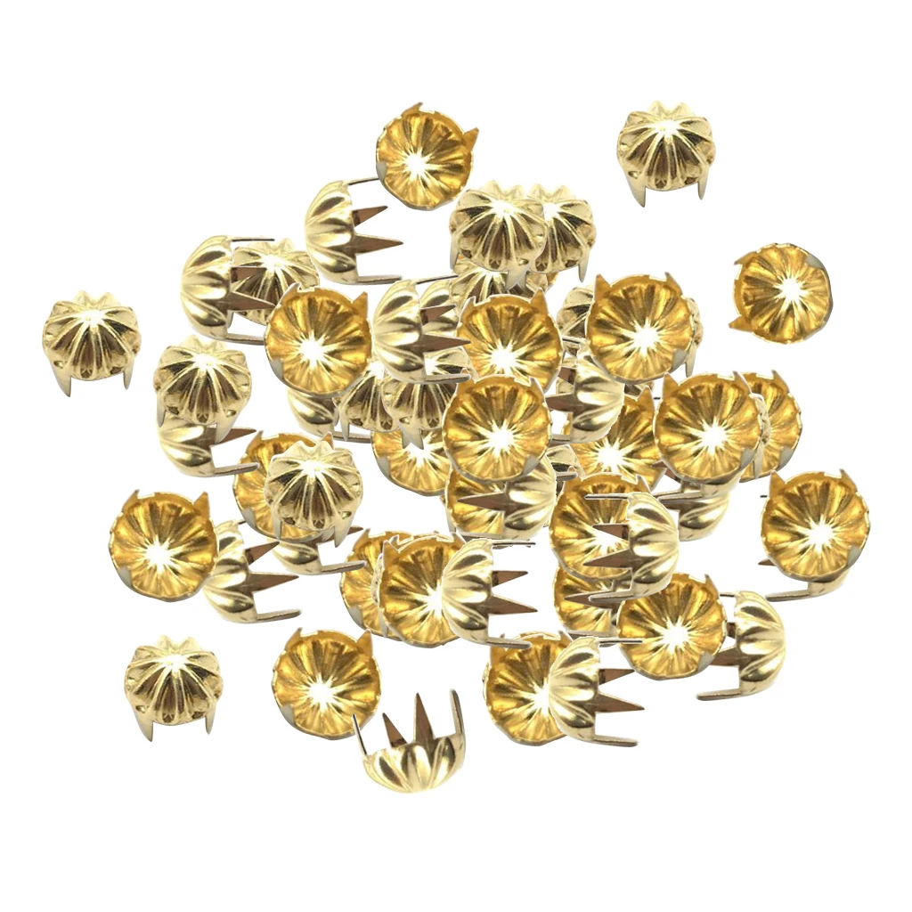 50pcs Metal Pumpkin Studs Claw Rivet Leathercraft Punk for Bags Jeans Belt Decoration