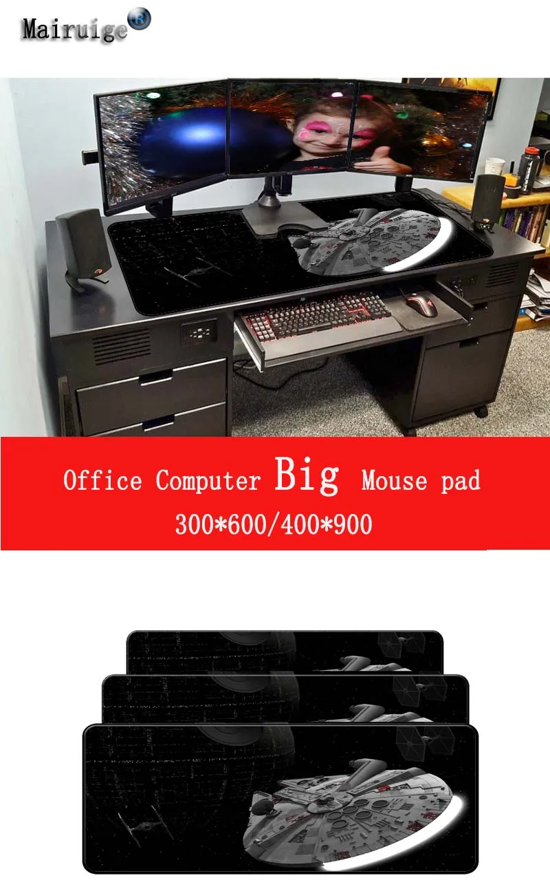 Mairuige 900*400*3mm Star Wars Waterproof Office Mice Gamer Gaming Keyboard Mat PC Computer Tablet Large Locking Edge Mouse Pad