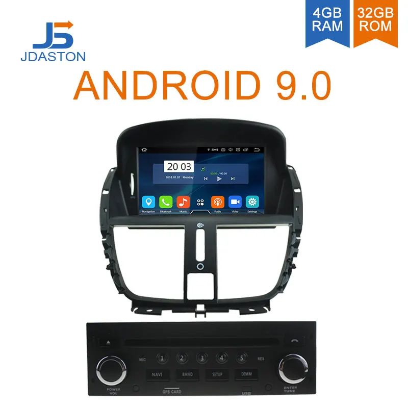 

JDASTON Android 9.0 Car DVD Player For Peugeot 207 2007-2011 2012 2013 2014 WIFI Multimedia GPS Navigation Stereo 1Din Car Radio