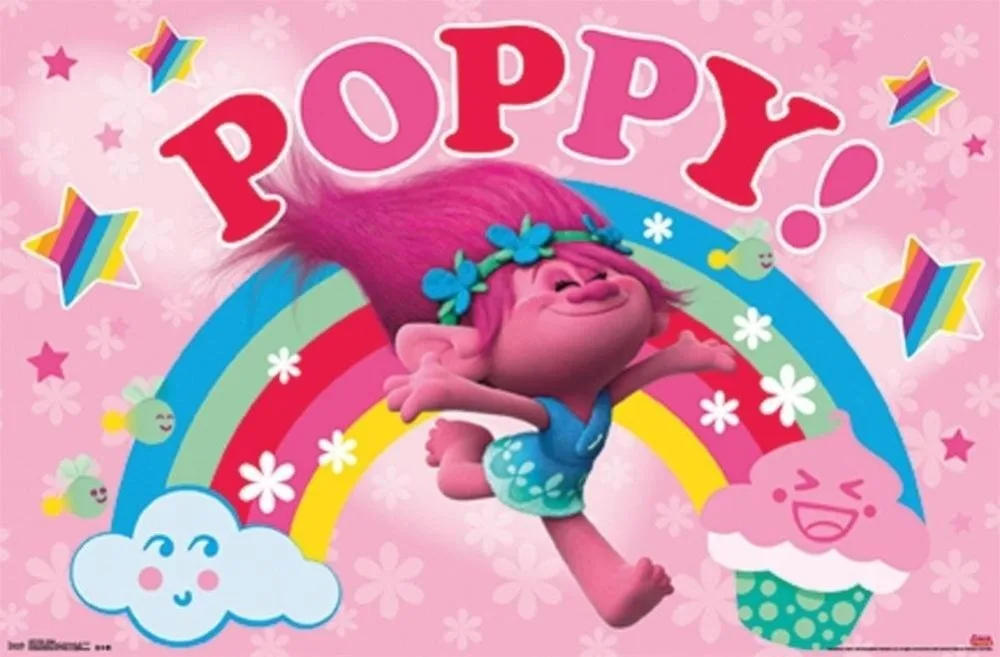 Home Decor Trolls Poppy-Silk Art Poster Wall Sicker Decoration Gift