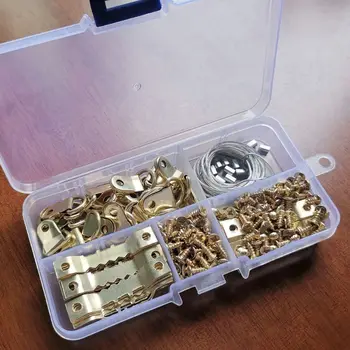

D Ring Picture Photo Painting Frame Sawtooth Hanger Hook Screws Wire Rope Kits Mounted Accessories Tool
