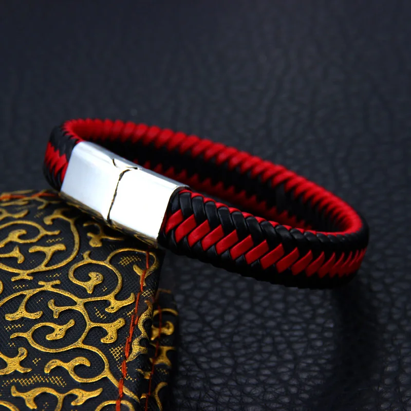 Бренд панк-рок стиль trengy ювелирные изделия магнит ручной работы Дамский кожаный браслет мужские аксессуары подарок для пары