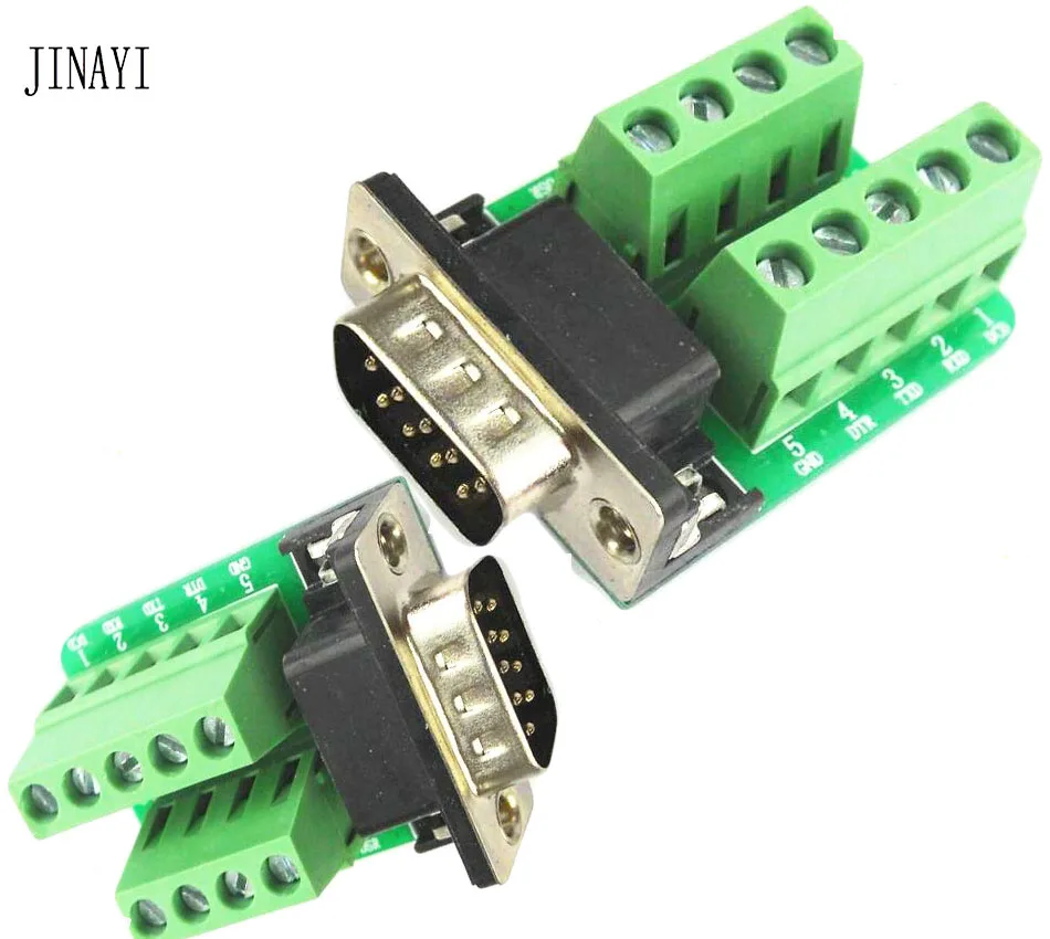 10pcs DB9 Plug Male 9 pin DR9 Serial Port Breakout Terminal Adapter