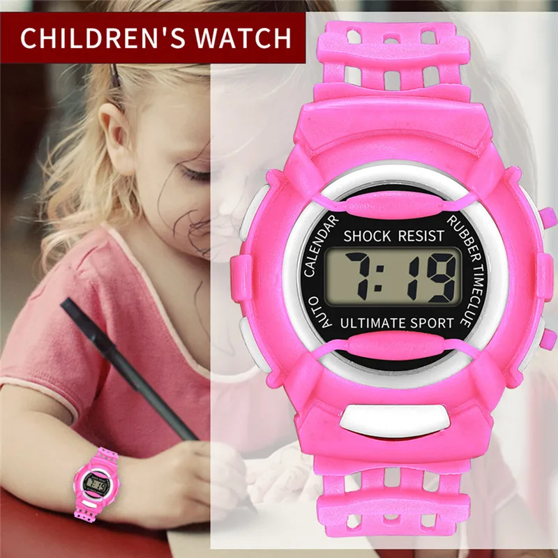 

Delicate Children Girls LED Digital Watches Fashion Electronic Sport Student Kids Watch Child Waterproof WristWatch 2019 New A4