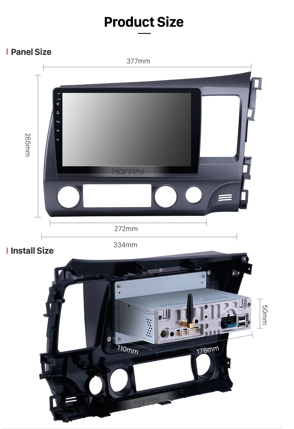 Flash Deal Harfey  8-core RAM 4G ROM 32G Android 8.0 Car multimedia player for 2006 2007 2008 2009 2010  2011 Honda CIVIC with Bluetooth 20