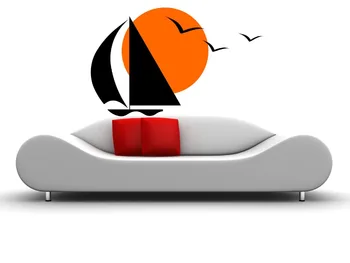 

Sailing Boat Birds Sun Pattern Wall Decal Vinyl Stickers For Livingroom Removable Interior Home Decor Ocean Bird Sea Art SYY576
