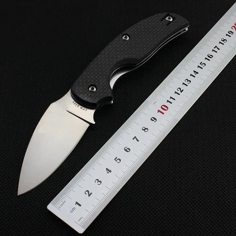 Baratos Alta calidad C123 58 60HRC CPM S30V hoja de fibra de carbono mango plegable cuchillo de caza táctico de la herramienta cuchillo de camping al aire libre EDC herramienta
