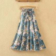 Женская миди Длинная летняя юбка с эластичной высокой талией шифоновая юбка женская трапециевидная юбка с галстуком-бабочкой юбка богемная Saias AB1398