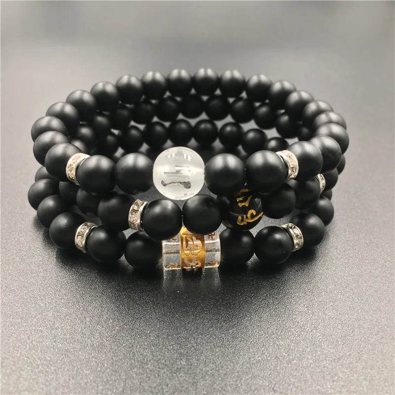 

2017 New Design DIY Matte Black Natural Stone Mantra Beads Buddha Bracelet for Women and Mens Pulseras Masculina