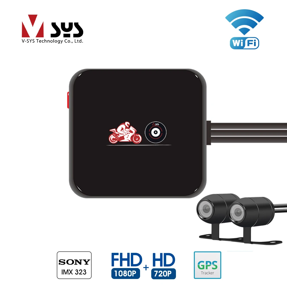 SYS VSYS M6L WiFi de la motocicleta DVR Dash Cam Full HD 1080 P HD + 720 P delantera y trasera vista impermeable motocicleta negro cámara grabadora caja - 1