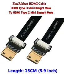 15 см 5.9 ''ультра тонкий HDMI Тип C Мини мужчинами Mini HDMI Тип c прямо лента кабель супер мягкий плоский кабель