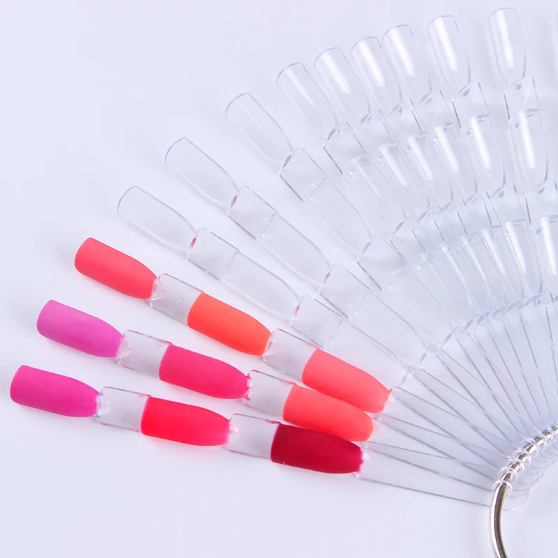 

50 Pcs Transparent Natural Black False Nail Tips UV Color Card Practice Display Tool 3 Layers For Nails Art Salon Kit
