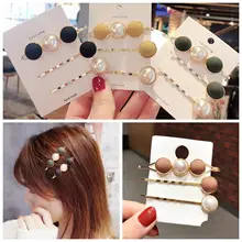 3 шт./компл. Заколки для волос для девочек, комплект из 3 предметов из Заколки для волос с эффектом потертости; в горошек; с жемчугом заколка для волос металлический зажим для простое слово зажим G0430