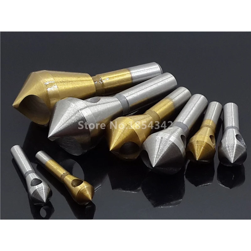 

1PC 4 Sizes Titanium Countersink Deburring Drill Taper Hole Cutter Steel/Aluminum Countersunk Head Chamfering Tools 2-5-10-15-20