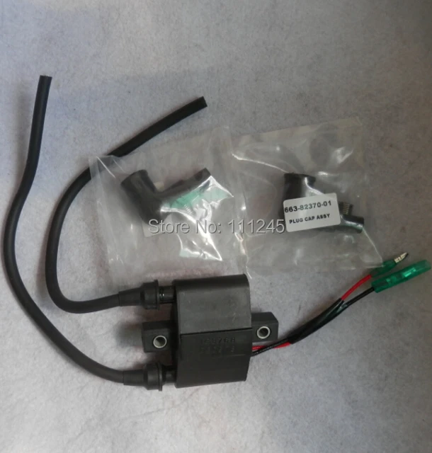 IGNITION COIL W/ SPARK PLUG BOOT OLD TYPE FIT YAMAHA 40HP MARINE BOAT OUTBOARD IGNITOR