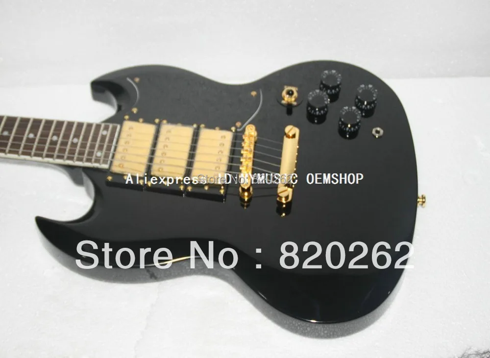 

Wholesale Newest Black 3 Pickups 24 Frets Electric Guitar Gold Hardware High Quality HOT