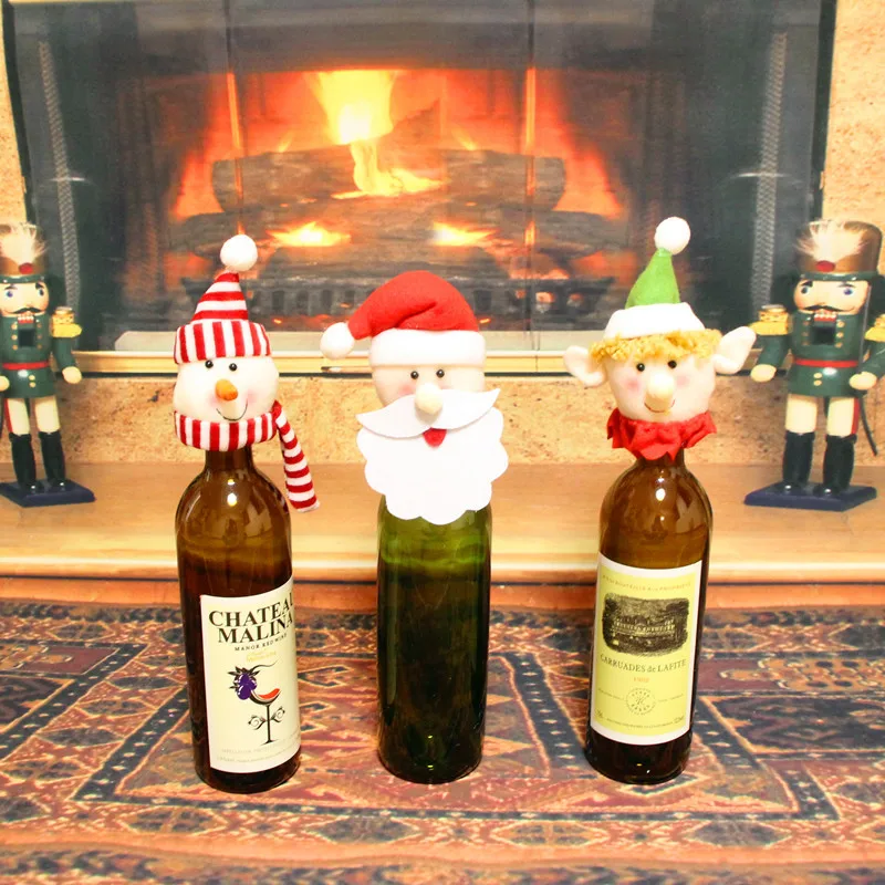 

1 Pcs Santa Claus Snowman Eve Wine Bottle Top Wrap Cover Topper Christmas Party Dinner Decor Christmas decoration