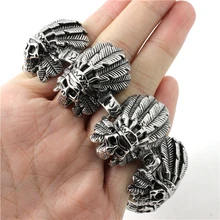 Mens Boys Acero Inoxidable 316L Fresca Gótica Punky Indios Enlace Cráneo Fresco Regalo Fresco Pulsera