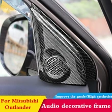 Для Mitsubishi Outlander 2013 твитер из углеродного волокна аудио декоративная рамка Передняя дверь окно внутренняя треугольная крышка