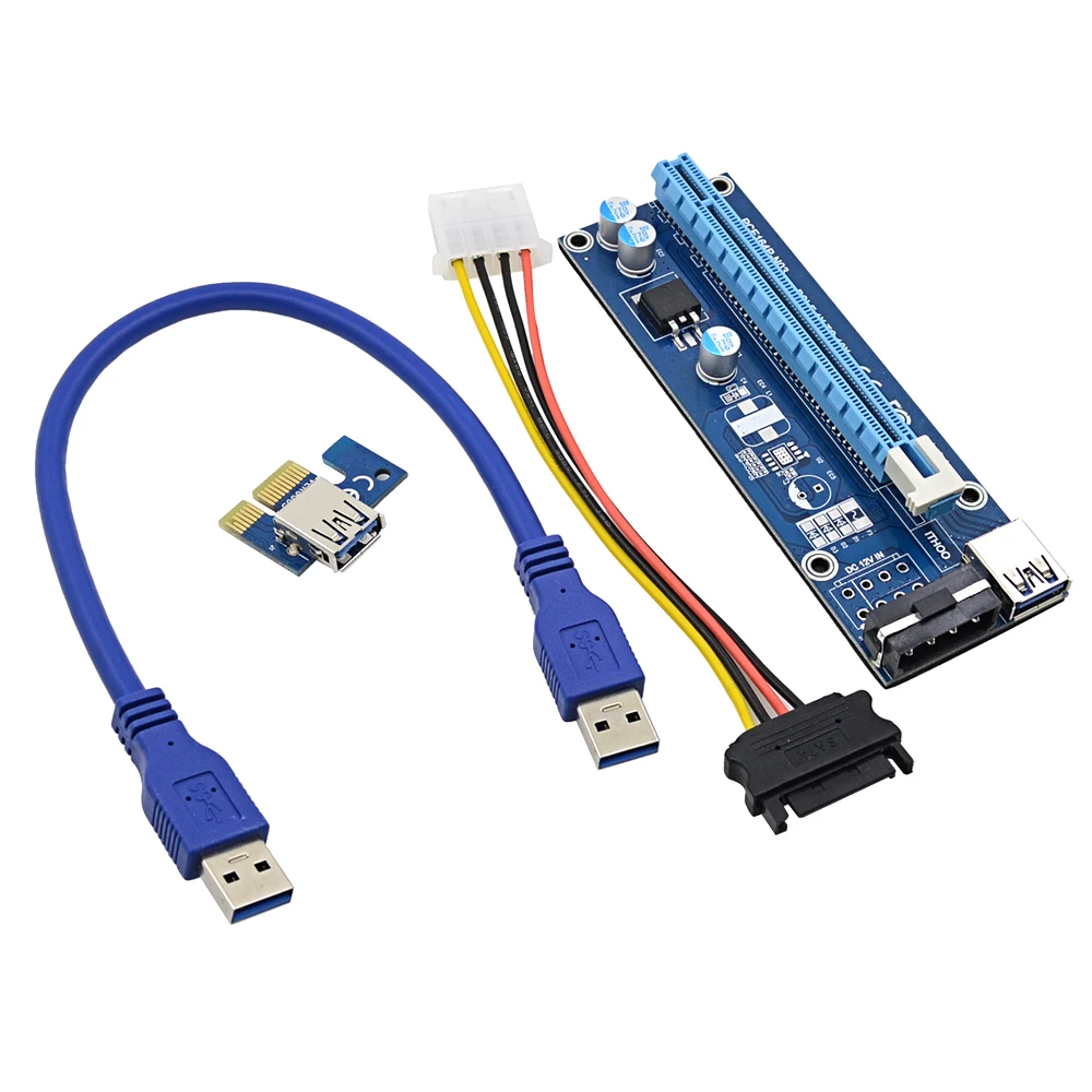 bilder für NOTAYO 20 STÜCKE 0,3 Mt PCI-E 1X Zu 16x Riser Card Extender + USB 3.0 kabel + SATA auf 4Pin IDE Molex Power Draht für BTC LTC Miner maschine bilder für NOTAYO 20 STÜCKE 0,3 Mt PCI-E 1X Zu 16x Riser Card Extender + USB 3.0 kabel + SATA auf 4Pin IDE Molex Power Draht für BTC LTC Miner maschine