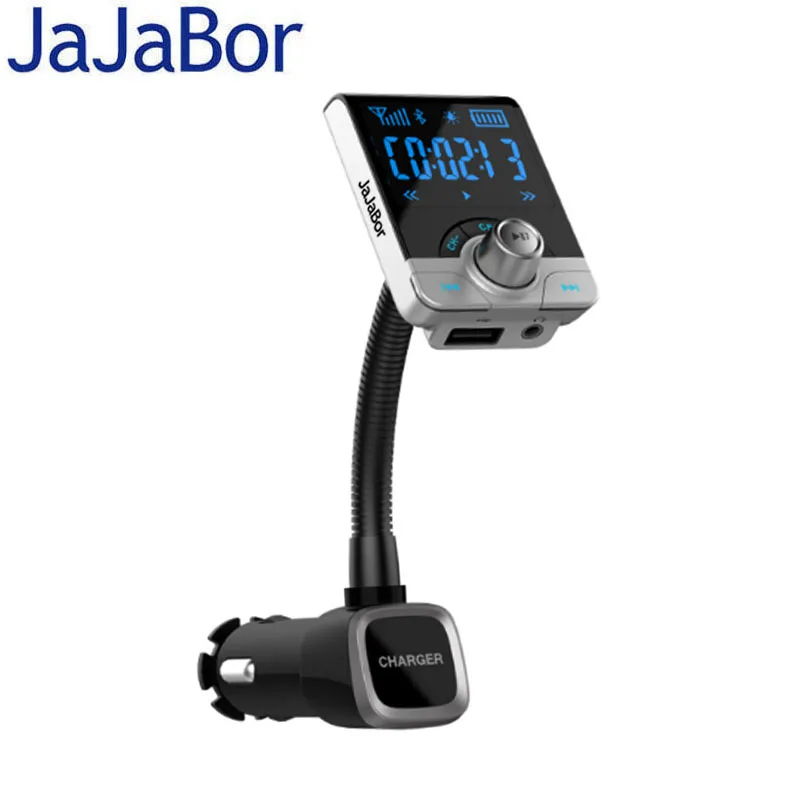 

JaJaBor Bluetooth Car Kit Handsfree FM Transmitter AUX 3.5MM Audio MP3 Music Player Large Screen 5V 3.1A Dual USB Car Charger