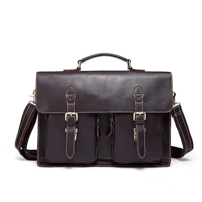 Деловой портфель из натуральной кожи, сумки для ноутбука, винтажные мужские сумки через плечо, сумки через плечо, мужские дорожные сумки для ноутбука - Цвет: Oil coffee9033