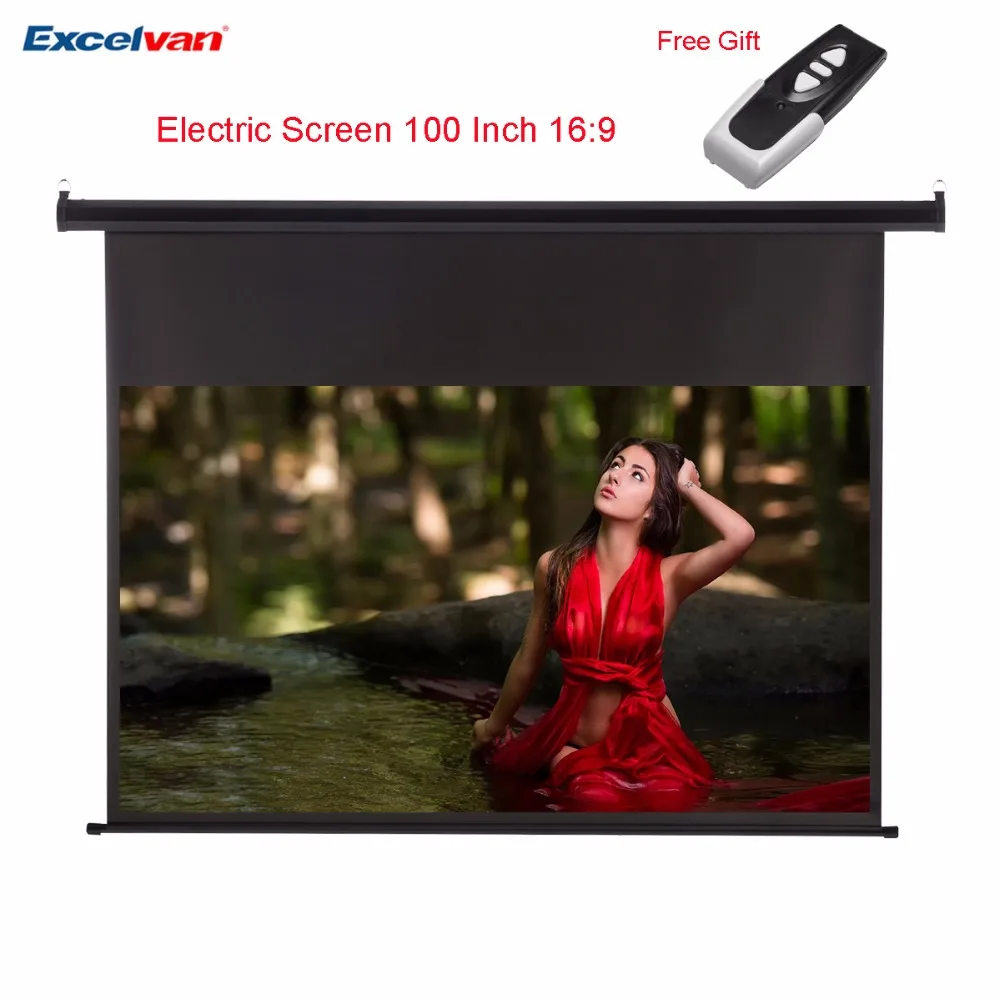 Excelvan HD 100 дюймов 16:9 электрический экран для 3D LCD DLP проектора Поддержка настенного